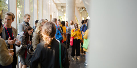 People talking during conference break