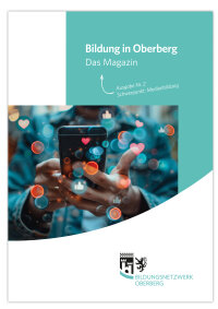 Cover des Magazins "Bildung in Oberberg" mit einem Bild zur Medienbildung (Grafik/Foto: OBK)